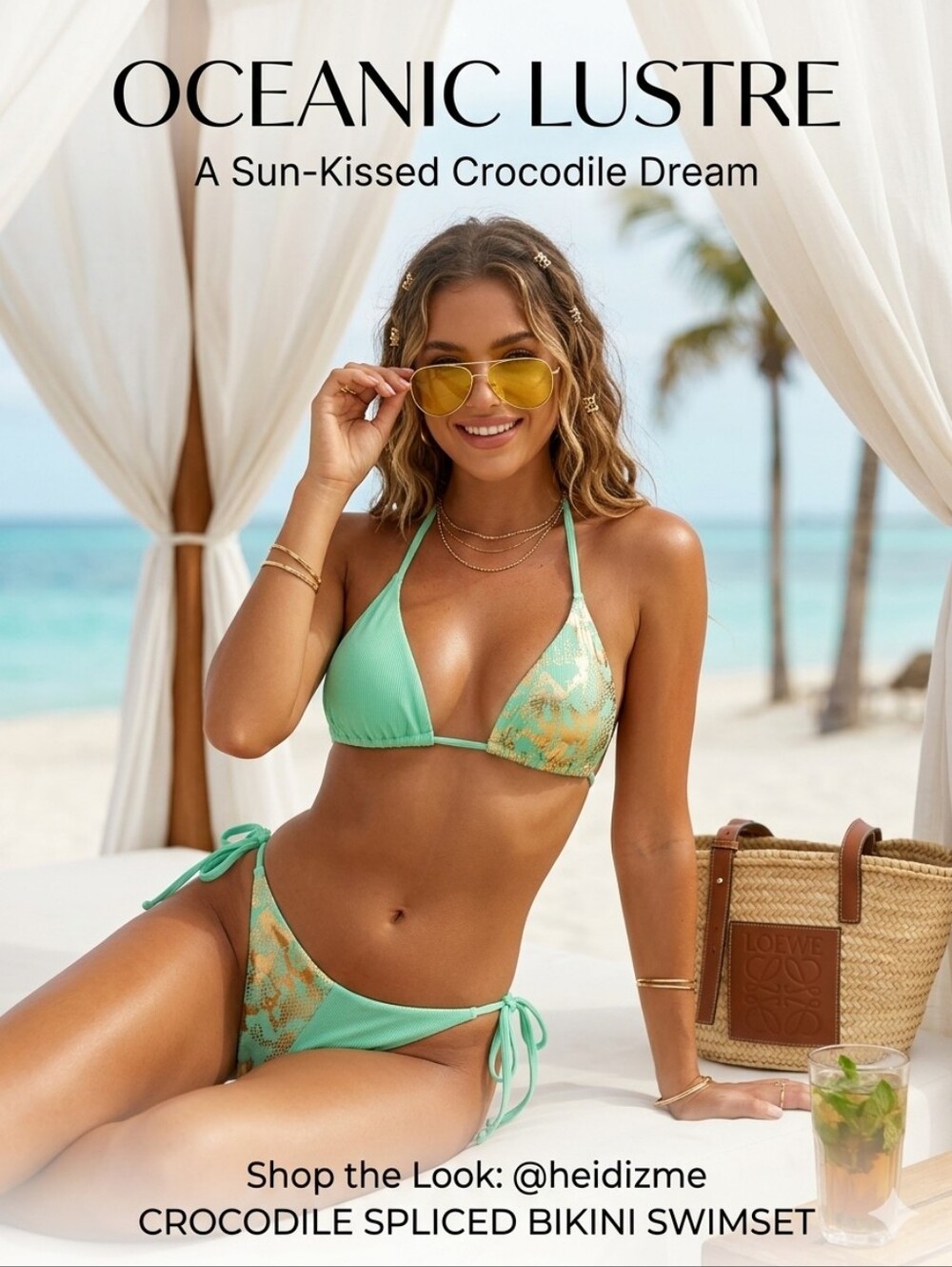 Crocodile Spliced Bikini Swimset
